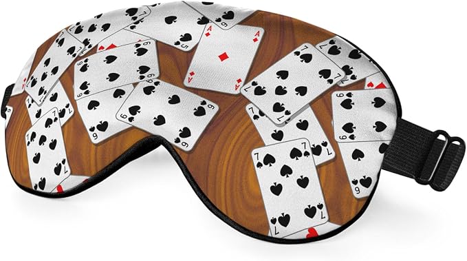 Playing Cards Silk Eye Mask Sleep Mask Funny Poker Wooden Table Rectangle Eye by Unknown