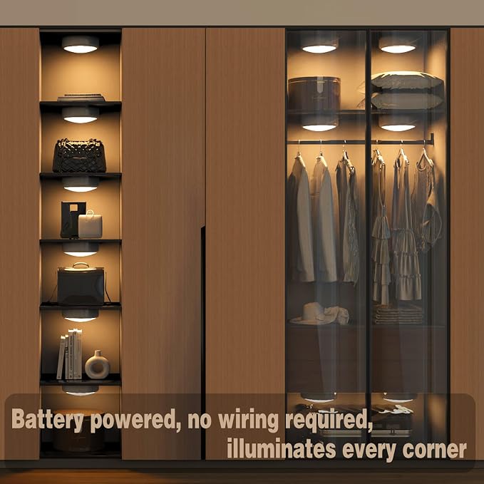 ILYXY Puck Lights With Remote, 3 Pack LED Under Cabinet Lighting, Dimmable Push - Image 5