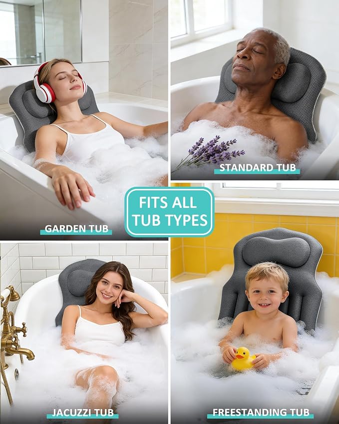 Full Body Bath Pillow for Bathtub, 5D Thick Tub Pillow for Bathtub - Image 6