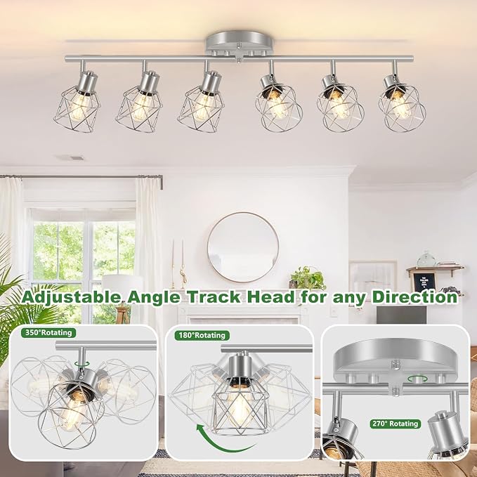 Baocuz 6-Light Brushed Nickel Multi-Directional Semi Flush Mount Ceiling Light - Image 4