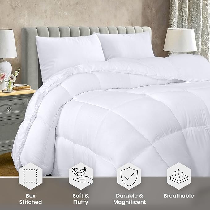 Utopia Bedding Full Comforter Duvet Insert, Quilted White Comforter - Image 3