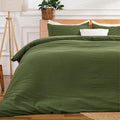 Green Duvet Cover Queen Size, 100% Sandwashed Cotton Soft Queen Duvet Cover Set by Unknown