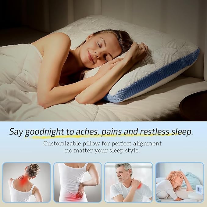 BETU Cooling Standard Pillow, Shredded Memory Foam Cool Pillow - Image 3