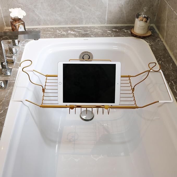 BESTHLS Bathtub Tray Caddy for Luxury Bath Expandable Extra Wide Bath Tub Tray by BESTHLS