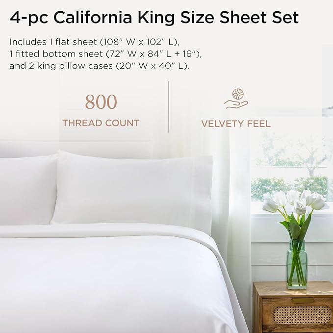 Threadmill Luxury 800 Thread Count California King 100% Cotton Sheets - Image 2