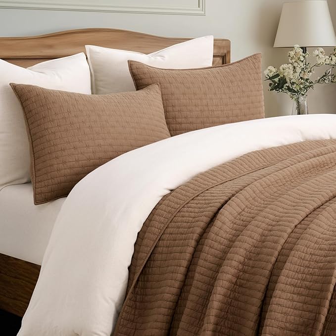 EVERGRACE Cross Stitch Pre-Washed Cotton Quilt Bedding Set Queen Size, - Image 2
