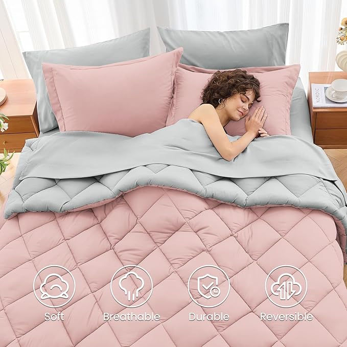MUXHOMO 5 Pieces Twin Comforter Set, Reversible Bed in a Bag Twin Size - Image 6