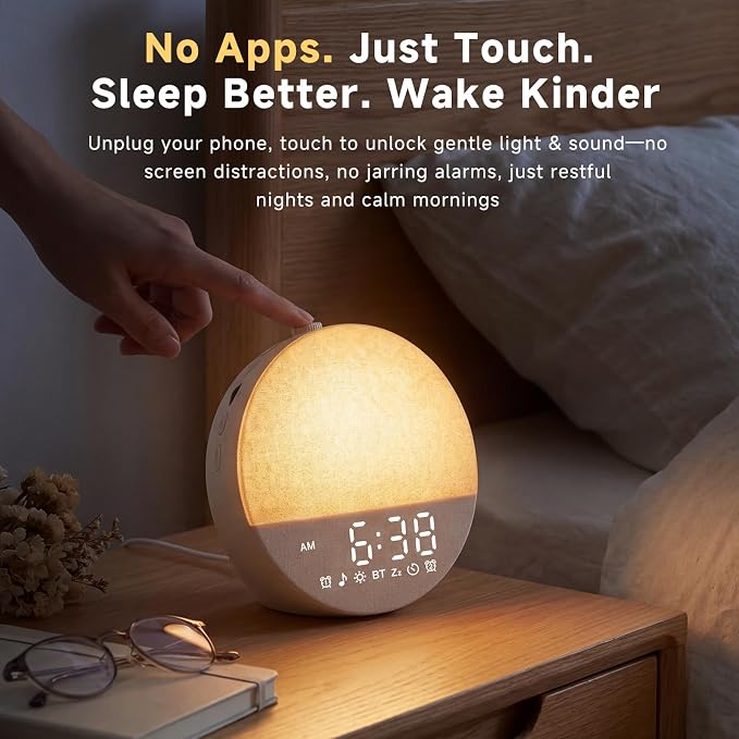 Geuuap Sunrise Alarm Clock White Noise Machine | Natural Wake-Up Light - Image 8