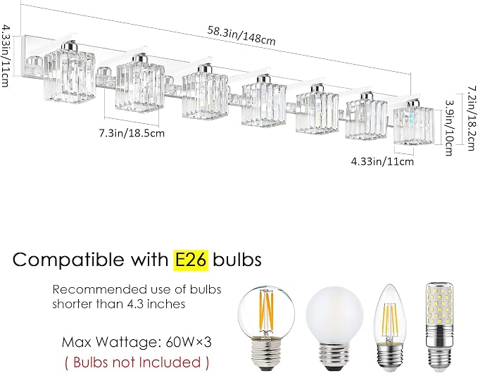 Aipsun Bathroom Vanity Light Fixtures Chrome Vanity Light - Image 5