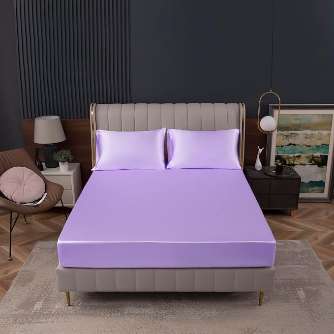 Homiest Lavender Satin Fitted Sheet - Image 2