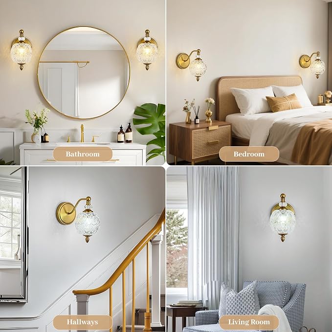 1 Piece Vintage Wall Sconce, 1-Light Mid Century Matte Brass Finish Wall Sconce - Image 4