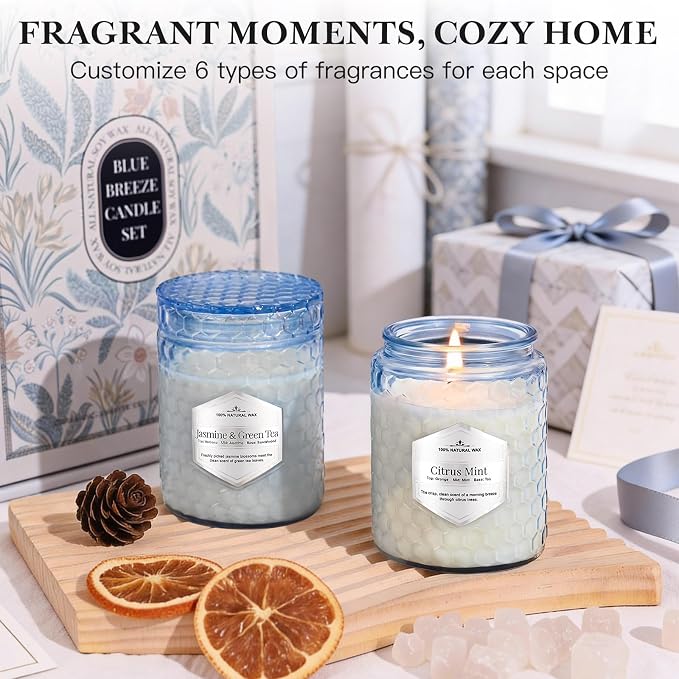 Lake Blue Candles for Home Scented, 6 Pack of 5.5 Oz Natural Soy Wax Candles in - Image 4