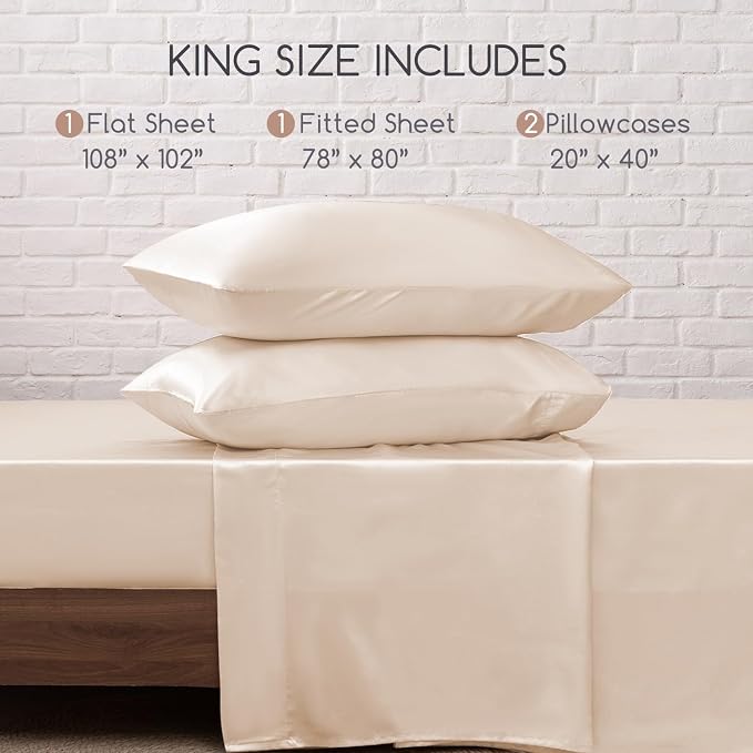 MR&HM Satin Bed Sheets, King Size Sheets Set - Image 7