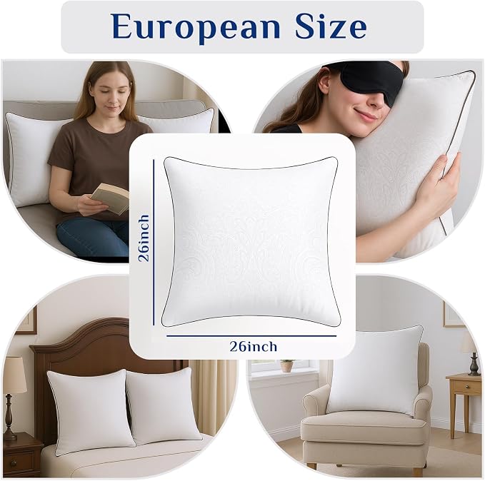 JOLLYVOGUE Euro Pillows for Sleeping, Soft and Supportive Throw Pillows for - Image 3