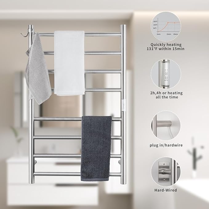 Wall Mounted Towel Warmer 8 Bars - Image 2