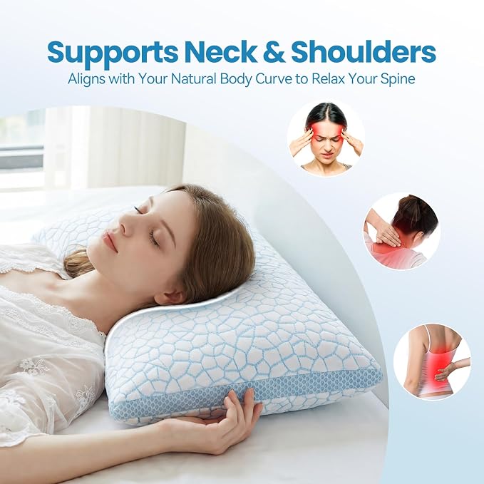 QUTOOL Cooling Pillows for Hot Sleeping, Shredded Memory Foam Pillows Queen - Image 7