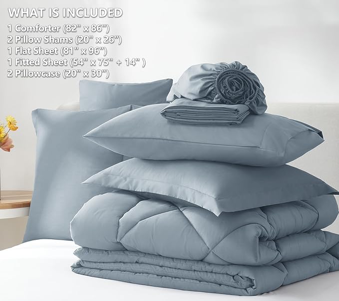CozyLux Full Size Comforter Sets Dusty Blue - Image 6