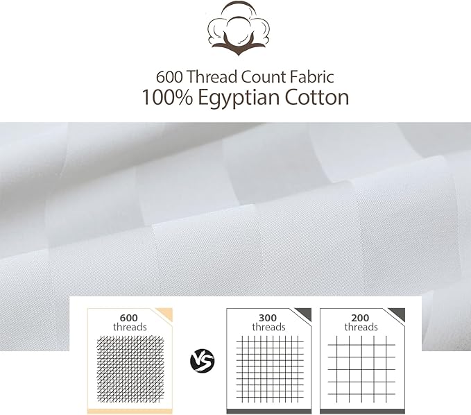 2-Pack 100% Egyptian Cotton Fitted Sheet TwinXL Size, 600 Thread Count Cotton - Image 8