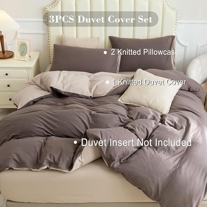 PURE ERA Jersey Knit Duvet Cover Set 100% T-Shirt Cotton Super Soft Comfy 3pc - Image 2