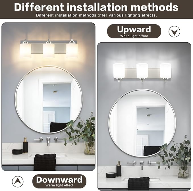 SOLFART Modern Brushed Nickel 3 Light Vanity Sconces - Image 4