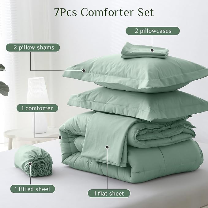 JOLLYVOGUE Queen Comforter Set, Ultra-Soft Bed in a Bag Queen Size 7 Pieces - Image 5