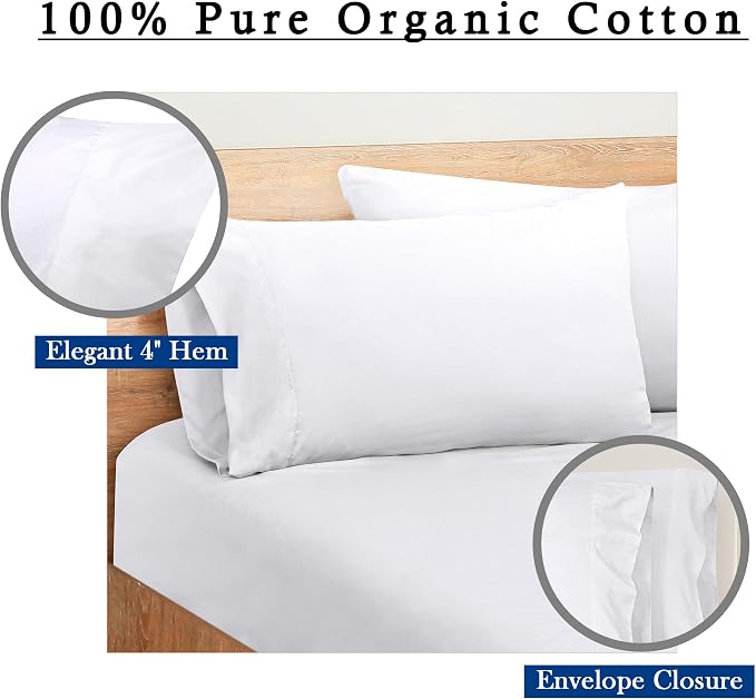 Royale Linens White Cotton Pillow Cases King Size Set of 12 - Image 4
