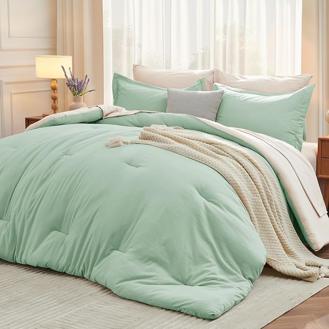 MUXHOMO 7 Pieces Queen Comforter Set, Soft Bed in a Bag Queen Size, All Season by MUXHOMO