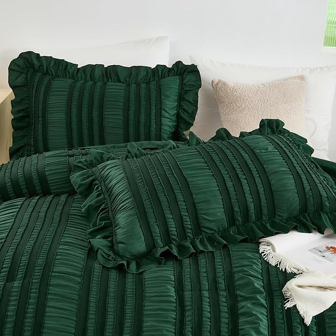 WONGS BEDDING Queen Size Comforter, Christmas Emerald Green Boho Comforter Set - Image 4