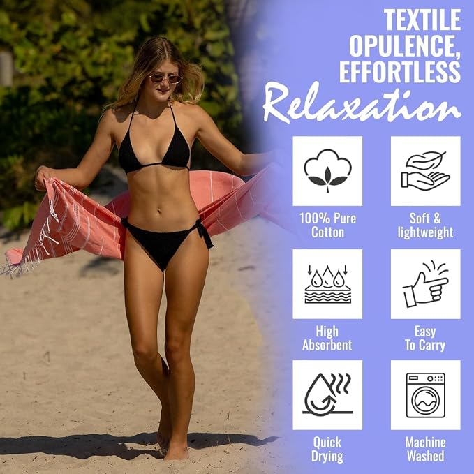 Beach Towel 100% Cotton Turkish Beach Towel Adult 38x70 Inch Pre-washed - Image 4