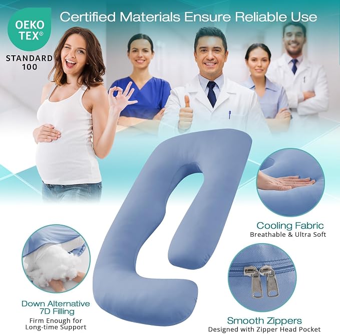 Sasttie Pregnancy Pillows for Sleeping, U Shaped Cooling Full Body Pillow - Image 3