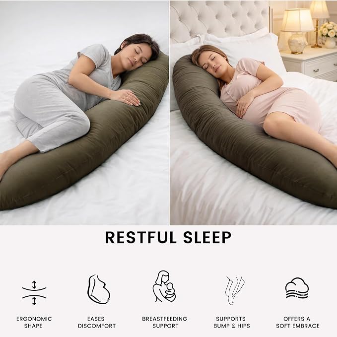 Pregnancy Pillow for Side Sleeping, 74 Inch C Shaped Long Body Pillow, Sleep - Image 5