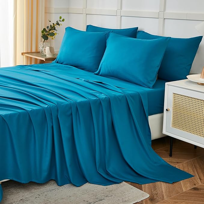 ILAVANDE Teal Queen Sheets Set 6 Piece, Hotel Luxury Super Soft 1800 Series by ILAVANDEforYourBedHome