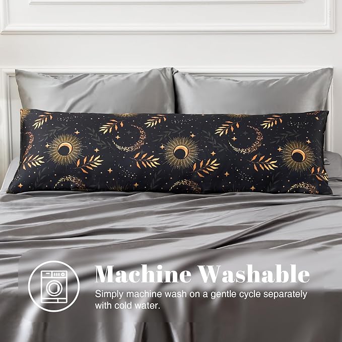 EXQ Home Satin Pillowcase for Hair and Skin Body- Multicolor Printed Black Moon - Image 4