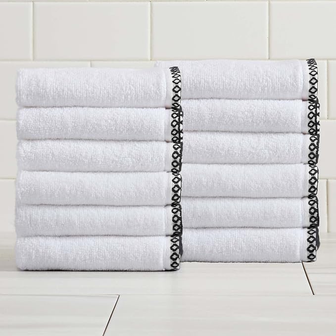 Great Bay Home Black/White Washcloth Set by GreatBayHome