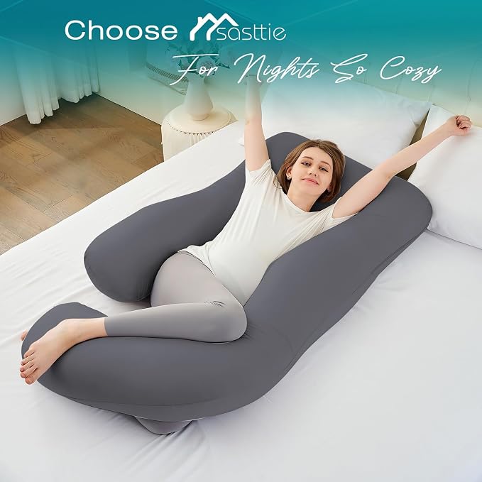 Sasttie Pregnancy Pillows for Sleeping, U Shaped Cooling Full Body Pillow - Image 7