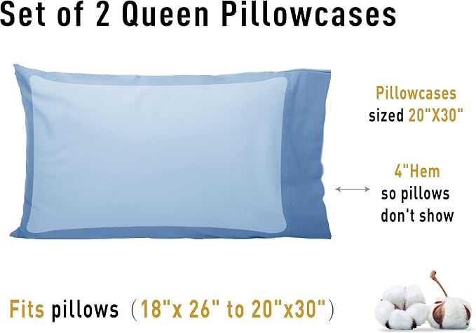 Sunflower Queen Pillowcases Set of 2, 100% Cotton Queen Size Pillow Cases 2 - Image 8