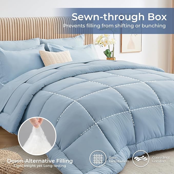 Sasttie King Size Comforter Set, 7 Pieces Bed in a Bag King, Complete Bedding - Image 3