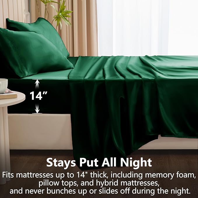 CozyLux Satin Sheets Queen Size Bed Set - Image 4