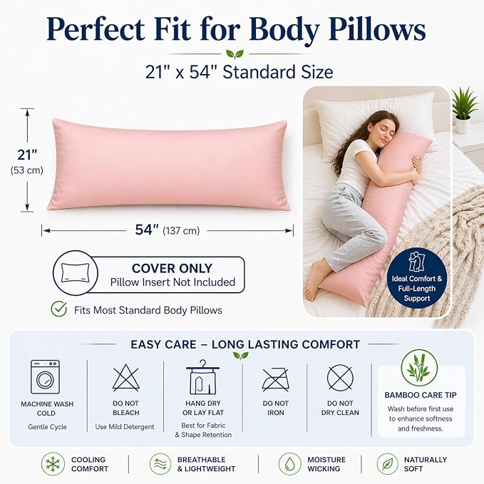 evoLive 100% Rayon Derived from Bamboo Cooling Breathable Body Pillow - Image 7