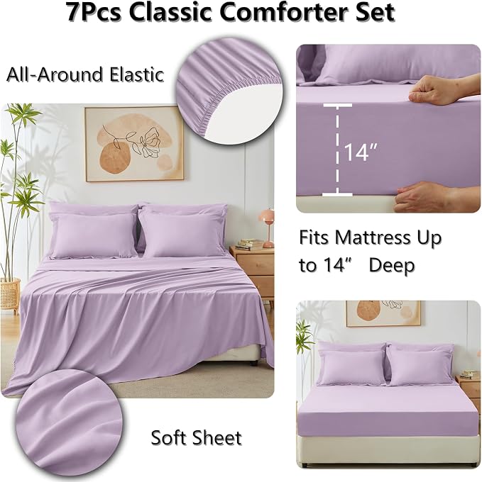 CozyLux Full Size Comforter Sets Light Purple - Image 5