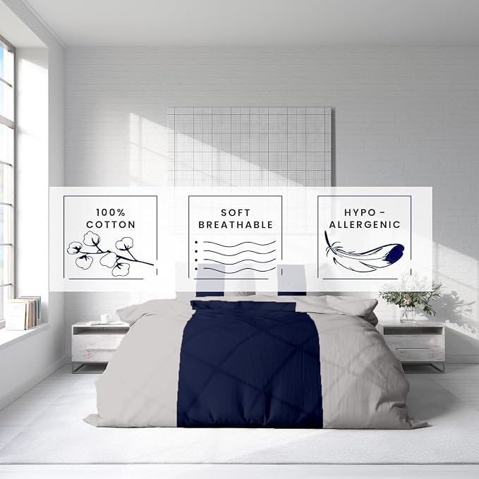 Kotton Culture 3 Pc Queen Size Duvet Cover Set- 100% Egyptian Cotton 600 Thread - Image 5