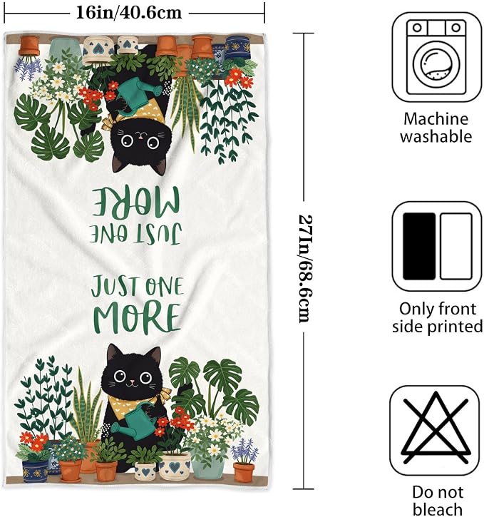 Accnicc 2 Pack Black Cat Bathroom Hand Towels Decorative Potted Plants Dish - Image 7