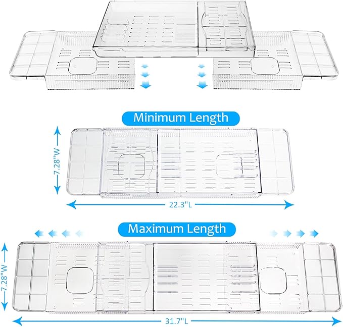 Expandable Bathtub Tray for Tub, Waterproof Bathroom Storage, Bath Organizer - Image 5