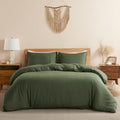 DAPU 100% Linen Olive Green Duvet Cover Set by DAPU