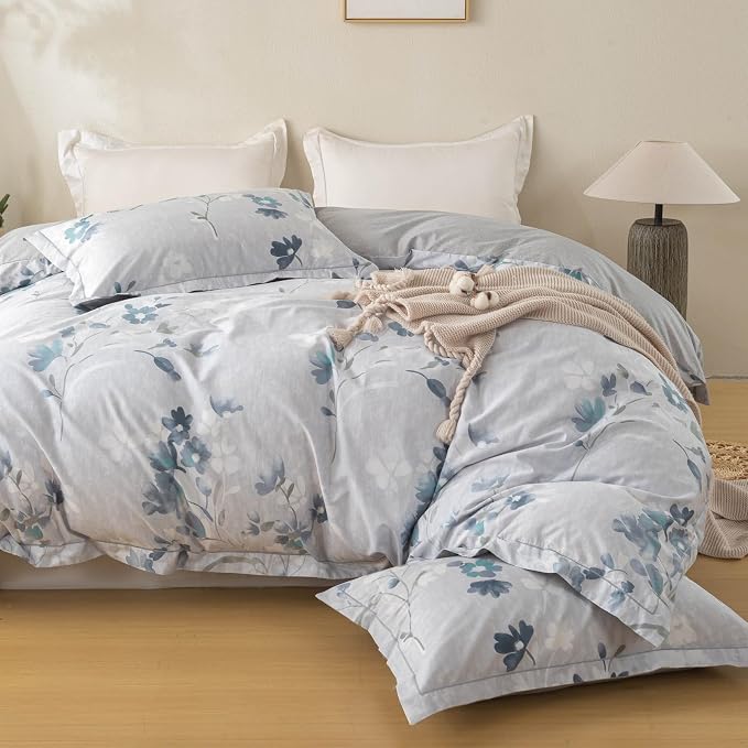 OAITE Duvet Cover Set King Size Floral Pattern Ultra Soft 100% Cotton Duvet - Image 5