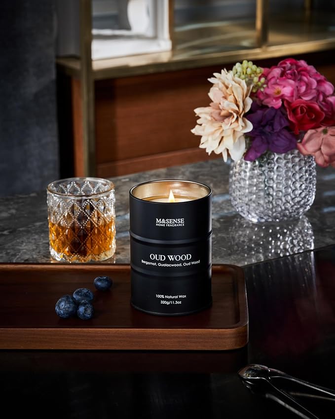 M&SENSE Oud Wood Scented Candles Christmas Decor, Natural Soy Wax Hoilday Candle - Image 2