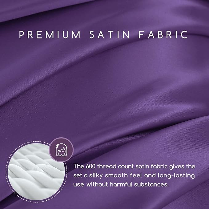MR&HM Satin Bed Sheets, Queen Size Sheets Set - Image 3