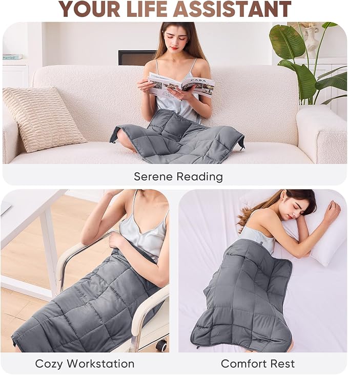 Weighted Lap Blanket for Adults 7lbs, Portable Travel Weighted Blankets - Image 6
