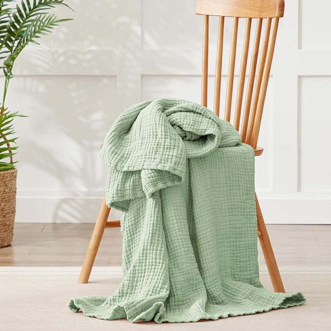 100% Cotton Muslin Blanket 40" x 40", Breathable and Lightweight Cotton Throw - Image 5