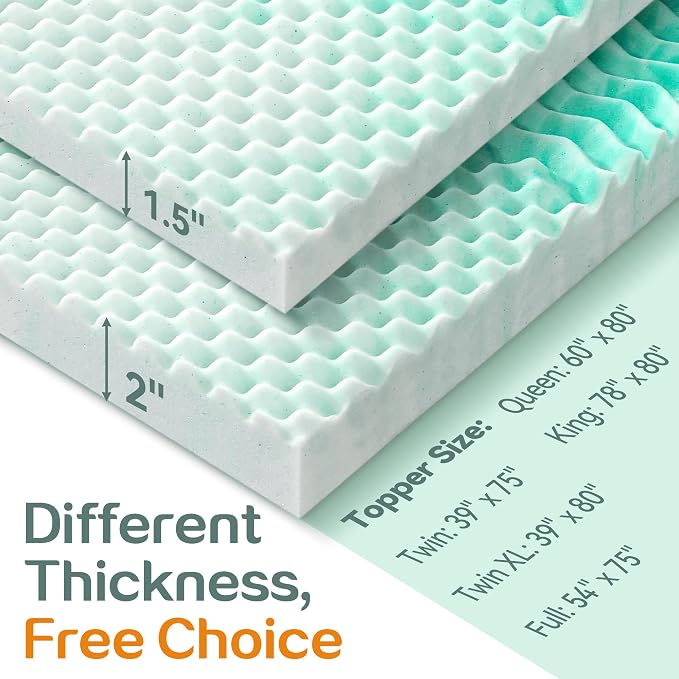 SINWEEK 1.5 Inch Memory Foam Mattress Topper Twin XL, Twin Extra Long Mattress - Image 8
